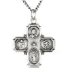 25.00x24.00 mm 4-Way Cross Medal with 24 inch Chain in Sterling Silver 25.00x24.00 mm 4-Way Cross Medal with 24 inch Chain in Sterling Silver