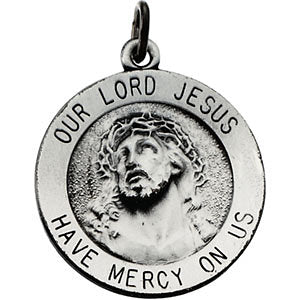 Sterling Silver 18mm Round Our Lord Jesus Medal with 18" Chain Sterling Silver 18mm Round Our Lord Jesus Medal with 18" Chain