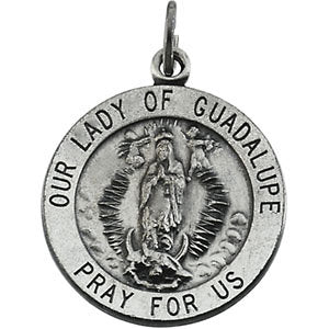 Sterling Silver 18mm Round Our Lady of Guadalupe Medal Sterling Silver 18mm Round Our Lady of Guadalupe Medal