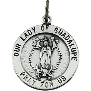 Sterling Silver 22mm Round Our Lady of Guadalupe Medal Sterling Silver 22mm Round Our Lady of Guadalupe Medal