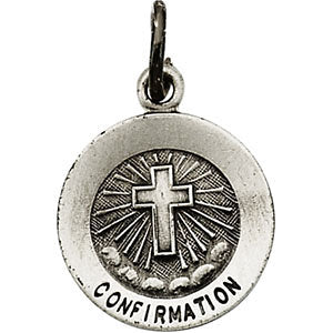 Sterling Silver 11.75mm Confirmation Medal with Cross