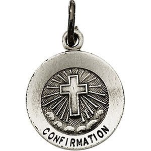 Sterling Silver 11.75mm Confirmation Medal with Cross Sterling Silver 11.75mm Confirmation Medal with Cross