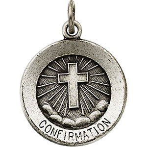 Sterling Silver 15mm Confirmation Medal with Cross