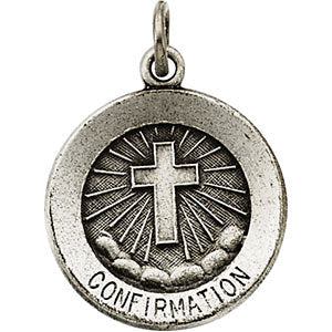 Sterling Silver 15mm Confirmation Medal with Cross Sterling Silver 15mm Confirmation Medal with Cross