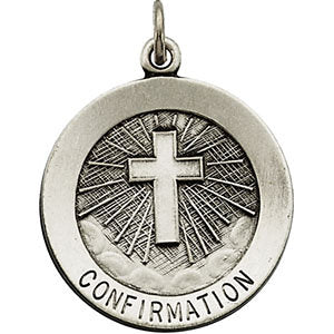 Sterling Silver 18mm Confirmation Medal with Cross