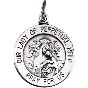 Sterling Silver 14.75mm Round Our Lady of Perpetual Help 18" Necklace Sterling Silver 14.75mm Round Our Lady of Perpetual Help 18" Necklace