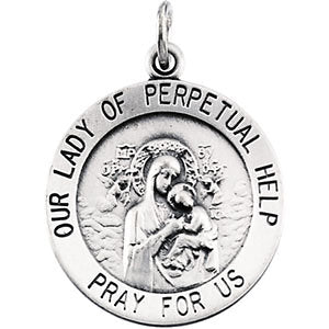 Sterling Silver 18.25mm Round Our Lady of Perpetual Help 18" Necklace Sterling Silver 18.25mm Round Our Lady of Perpetual Help 18" Necklace