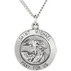 25.00 mm Round St. Michael Pendant Medal with 24 inch Chain in Sterling Silver