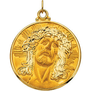 14k Yellow Gold 33mm Round Face of Jesus (Ecce Homo) Medal 14k Yellow Gold 33mm Round Face of Jesus (Ecce Homo) Medal