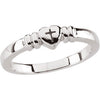 Heart with Cross Chastity Ring in Sterling Silver ( Size 7 )