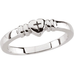 14k White Gold Heart with Cross Chastity Ring Size 8 14k White Gold Heart with Cross Chastity Ring Size 8