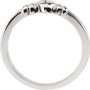 14k White Gold Heart with Cross Chastity Ring Size 7