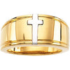 10k White/Yellow Gold Religious Cross Ring Duo, Size 6