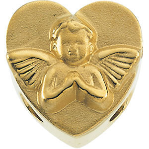 14k White Gold Heart Bracelet Slide with Cherub