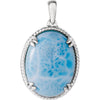 20.00 X 15.00 mm Genuine Larimar Pendant in Sterling Silver