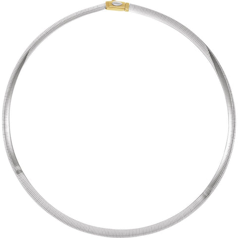 14K Yellow & White 6mm Two-Tone Reversible Omega 16" Chain
