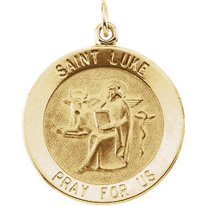 14k Yellow Gold 22mm Round St. Luke Medal