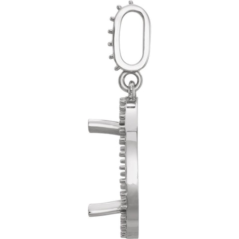 14k White Gold Oval Halo Style Pendant Mounting