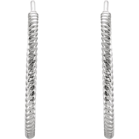 14k White Gold 21mm Rope Design Hoop Earrings