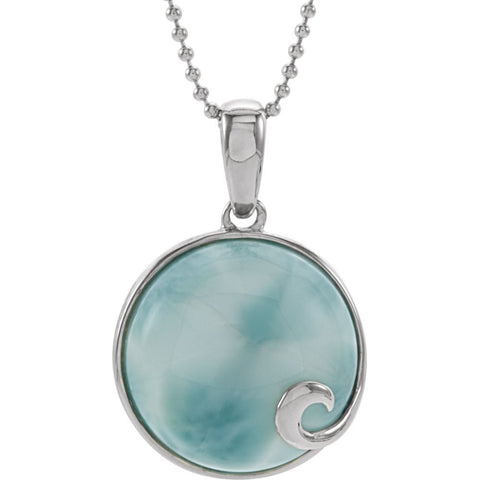 Sterling Silver Larimar Cabochon 18" Necklace