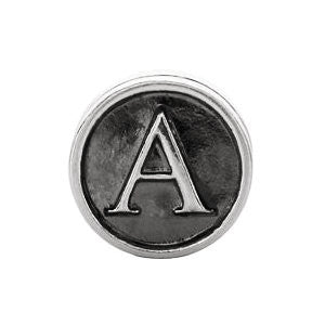 Sterling Silver 10.6mm Letter "A" Alpha Cylinder Bead
