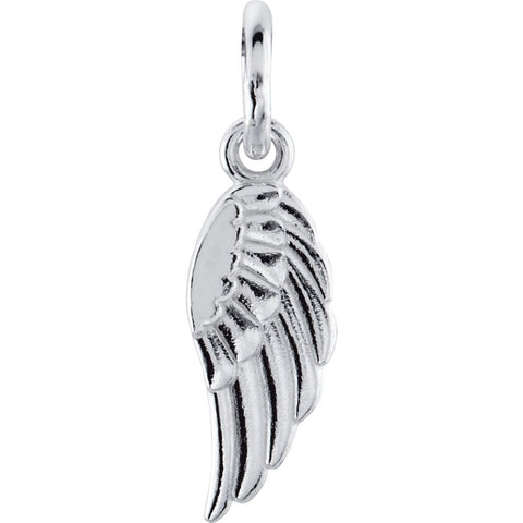 14k White Gold Angel Wing Charm with Jump Ring