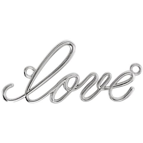 14k White Gold "Love" Necklace Center