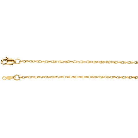 14k Yellow Gold 1.5mm Rope 18" Chain