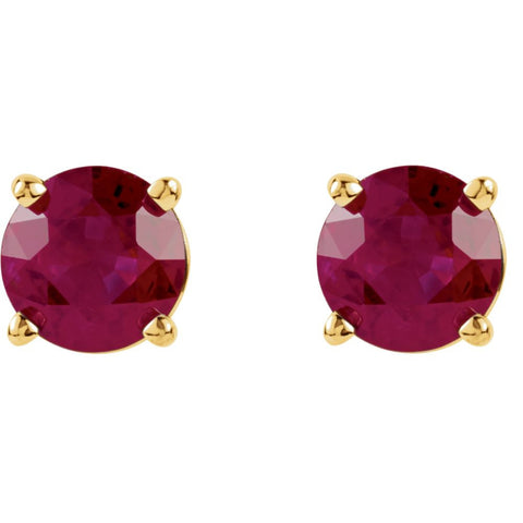 14k Yellow Gold 5mm Round Ruby Earrings