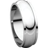 14k White Gold 6mm Half Round Edge Band, Size 11