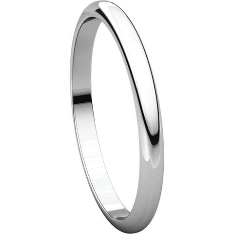 Sterling Silver 2mm Half Round Band, Size 8.5