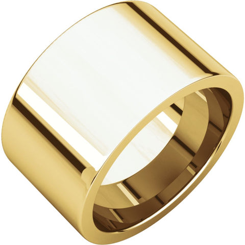 14k Yellow Gold 12mm Flat Comfort Fit Band, Size 10