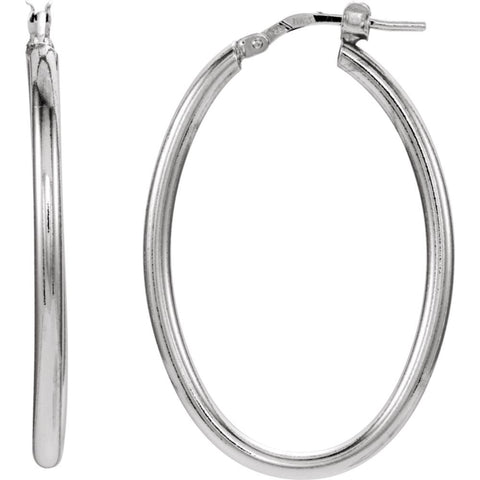 Sterling Silver 24x34mm Oval Tube Hoop Earrings