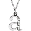 14K White Gold 0.03 CTW Diamond Lowercase Letter "A" Initial 16-Inch Necklace