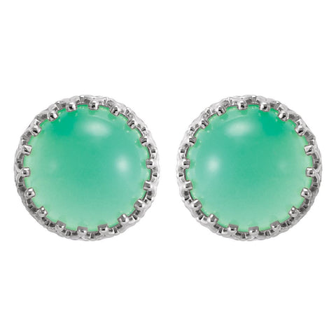 Sterling Silver 10mm Round Chrysoprase Earrings