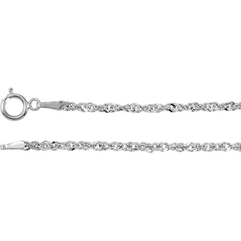 14k White Gold 1.75mm Sparkling Singapore 18" Chain