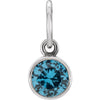 14k White Gold Imitation Blue Zircon Birthstone Charm