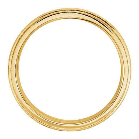14k Yellow Gold Leaf Design Comfort-Fit Milgrain Band Size 9.5