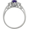 14k White Gold Amethyst & .04 CTW Diamond Ring, Size 7
