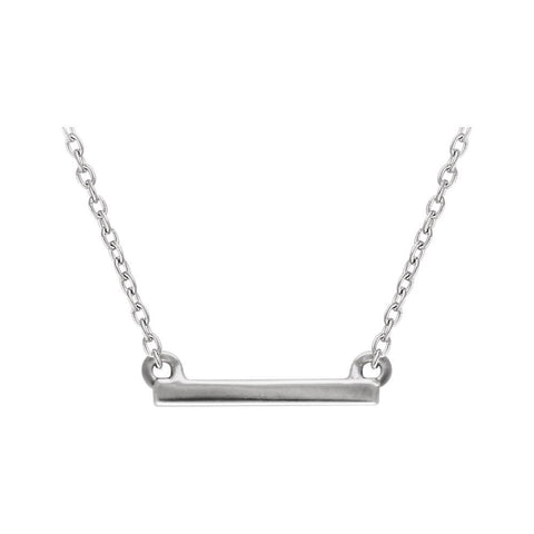 14k White Gold Petite Bar 16-18" Necklace