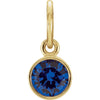 14k Yellow Gold Imitation Blue Sapphire Birthstone Charm