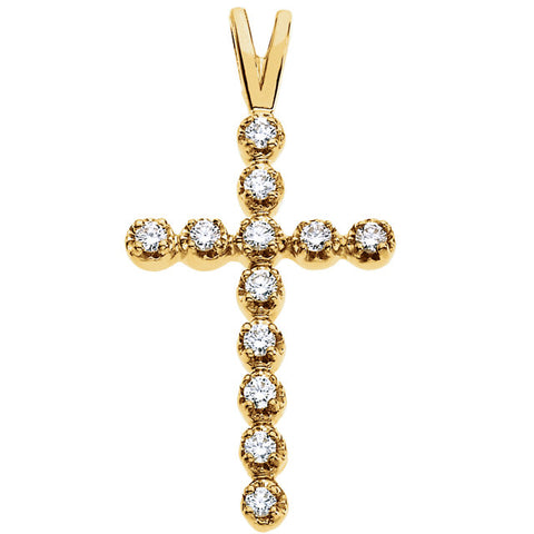14k Yellow Gold .18 CTW Diamond Cross Pendant