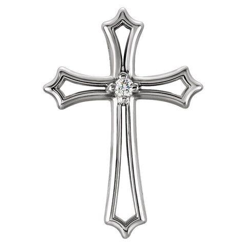 14k White Gold .015 CTW Diamond Cross Pendant