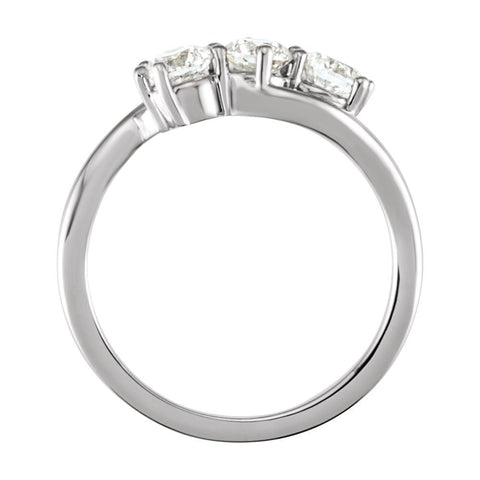 14k White Gold 1 CTW Diamond Three-Stone Ring, Size 7
