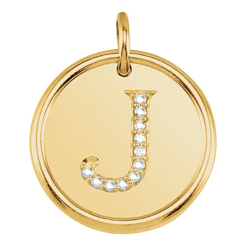 18k Yellow Gold Vermeil .05 CTW Diamond Initial "J" Pendant