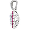 14k White Gold Ruby & 1/3 CTW Diamond Necklace