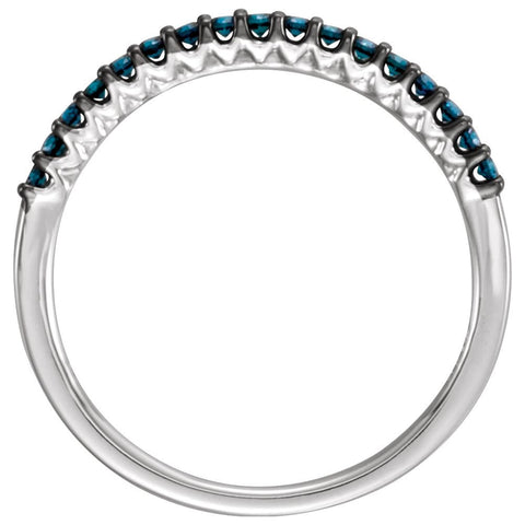 14k White Gold 1/6 CTW Blue Diamond Stackable Ring, Size 7