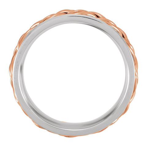 14K White & Rose Gold 8mm Hand Woven Band Size 11