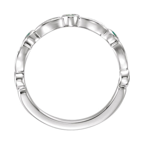 14k White Gold Emerald & 1/6 CTW Diamond Ring, Size 7