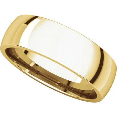 18k Yellow Gold 6mm Light Comfort Fit Band, Size 6.5